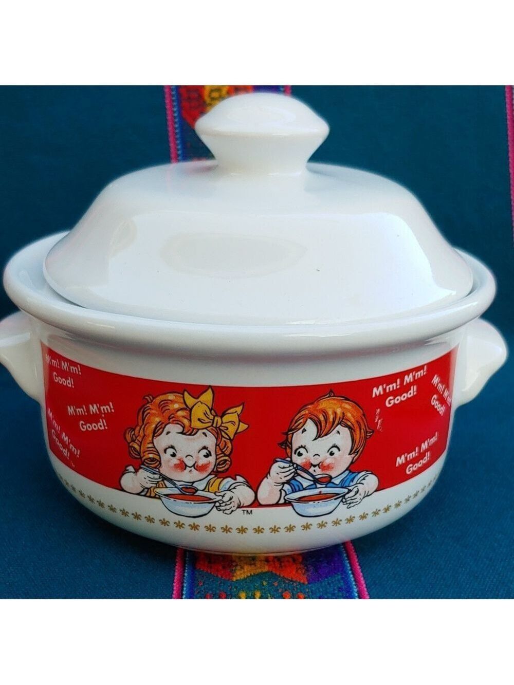 Campbell's 1998 Vintage White and Red Ceramic Soup Bowl with Lid - Picture 6 of 16